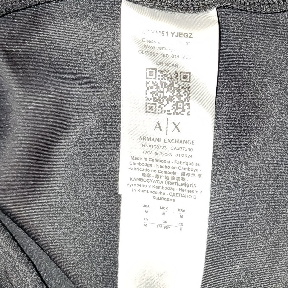 Armani Exchange Black Hoodie with Button Accents - Picture 6 of 7